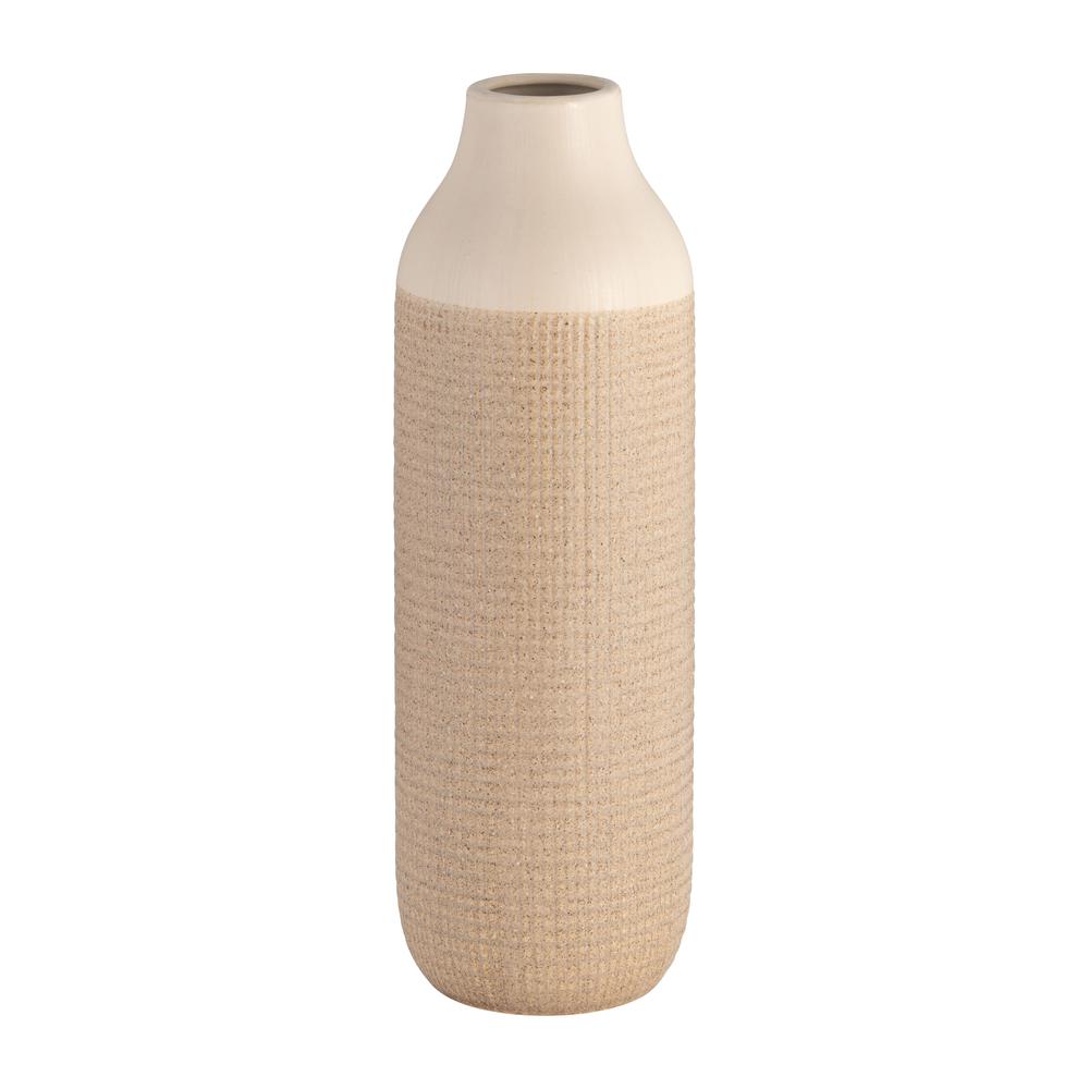 Cer, 20" 2-tone Vase, White/tan. Picture 1