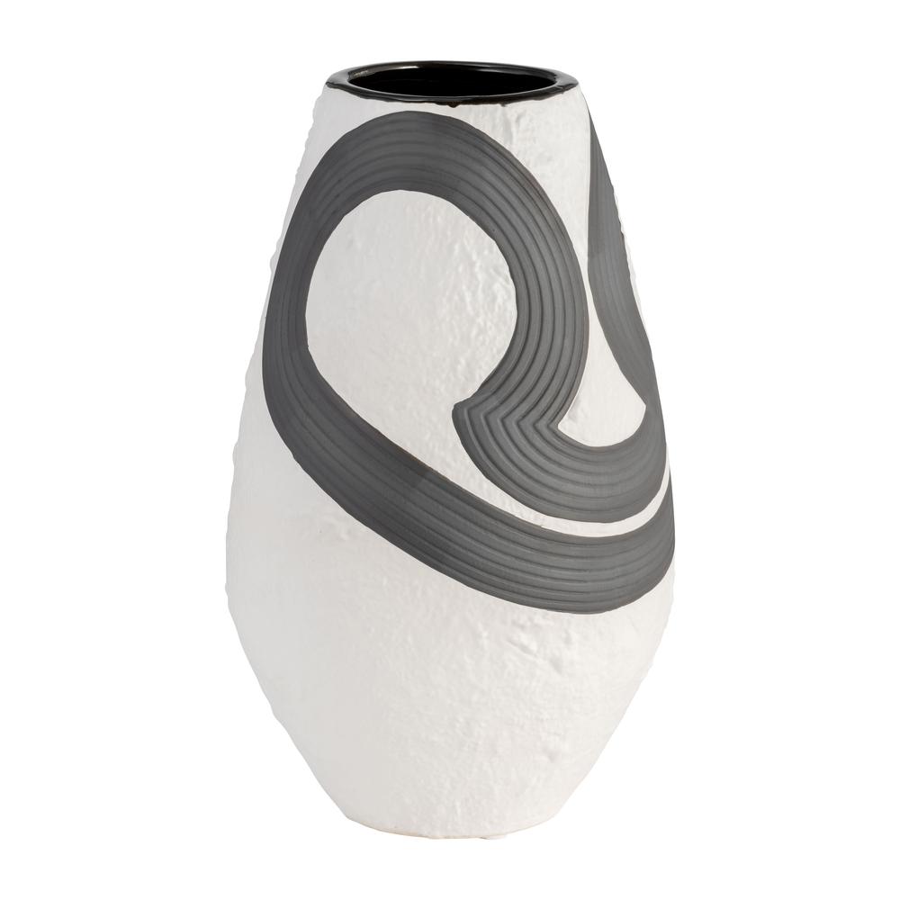 Stoneware, 11" Noir Vase, Black/white. Picture 2