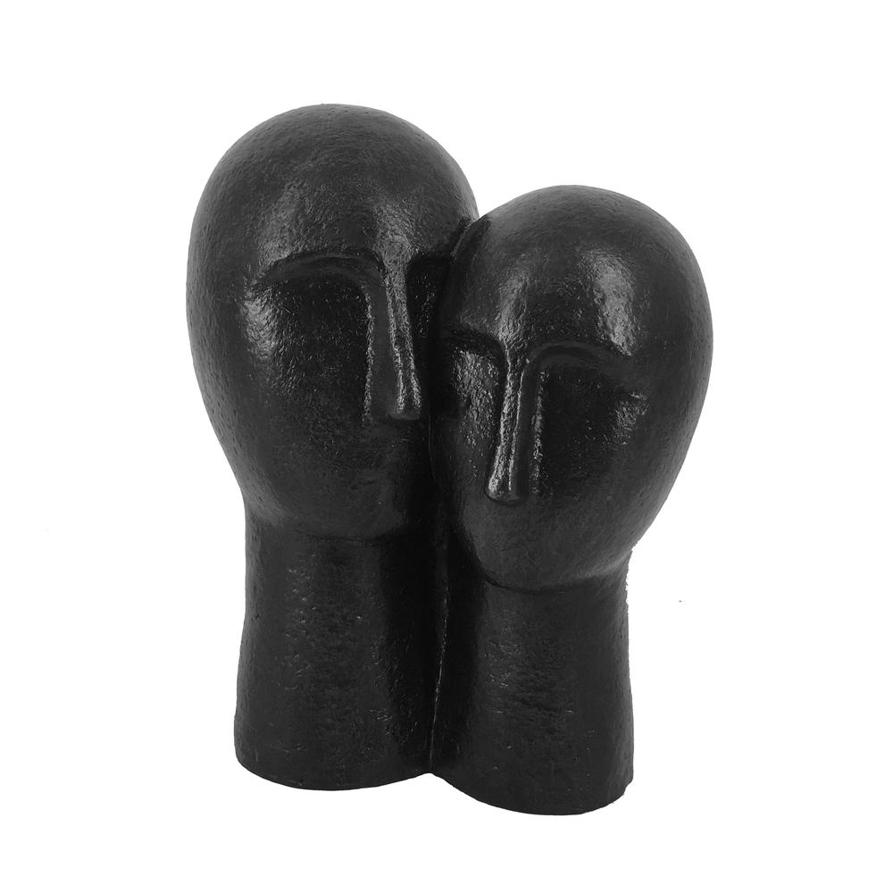 Polyresin 11" Couple Heads Sculpture, Bronze. Picture 1