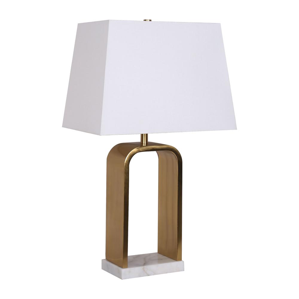 Metal, 25" Classic Table Lamp, Gold/white. Picture 1