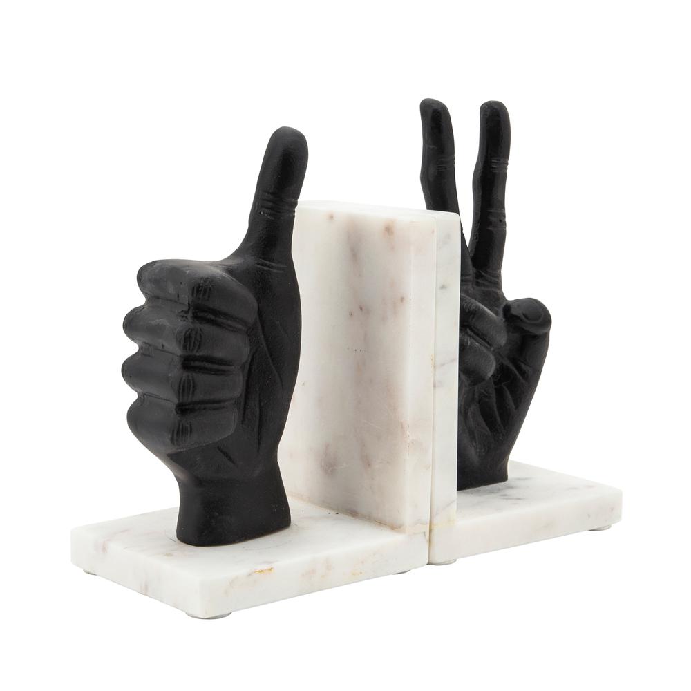 S/2 Hand Sign Bookends, Black. Picture 1