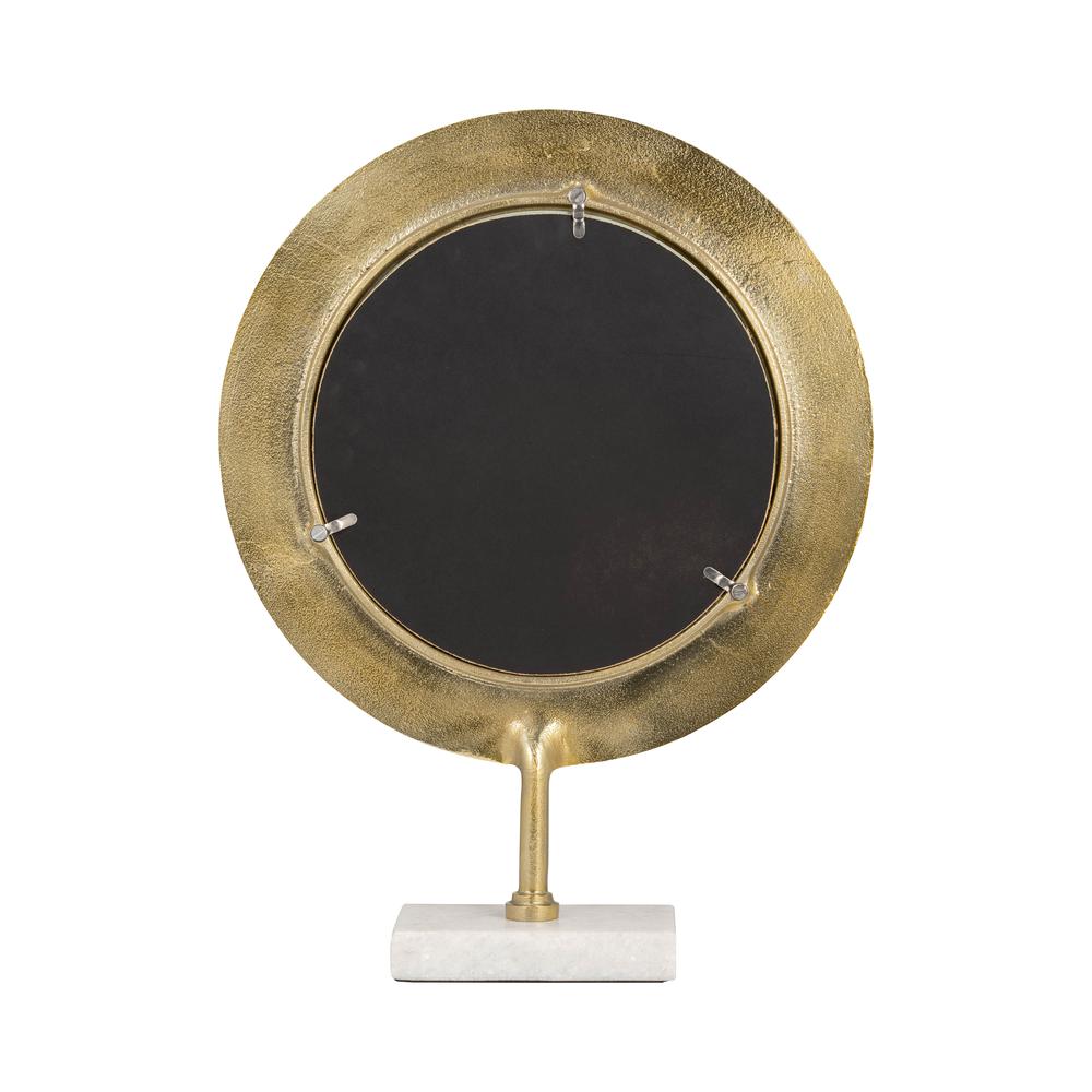 Metal 19" Hammered Mirror On Stand, Gold. Picture 4