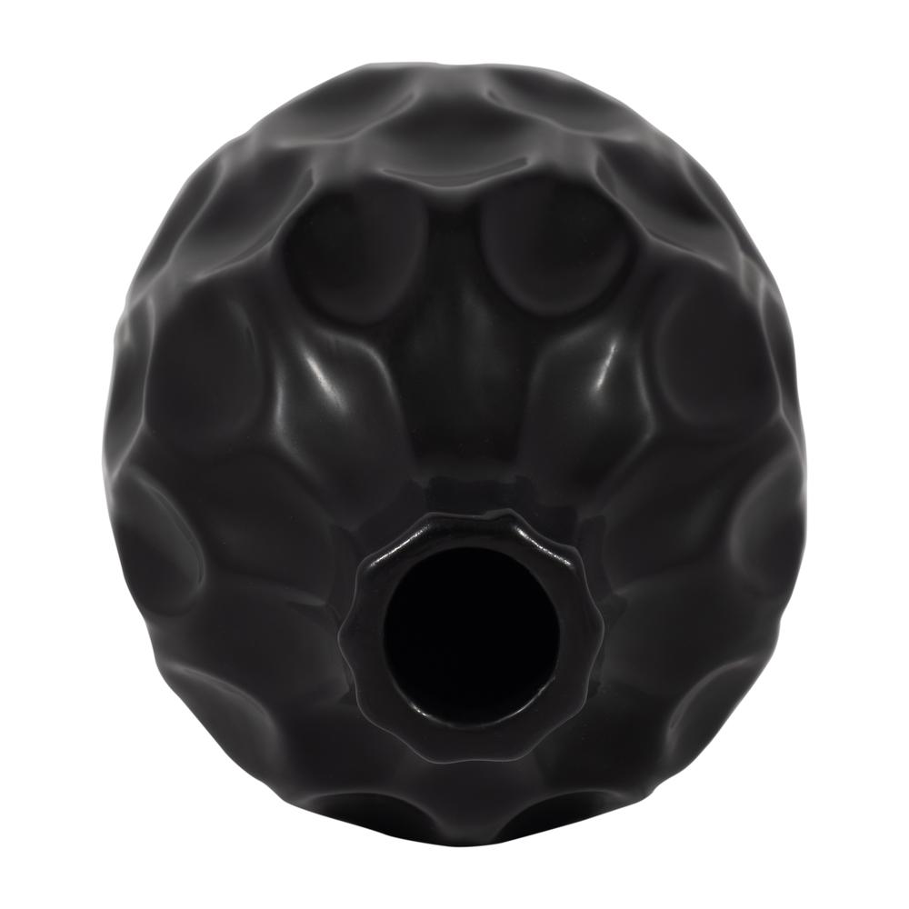 Cer, 8" Honeycomb Dimpled Vase, Black. Picture 5