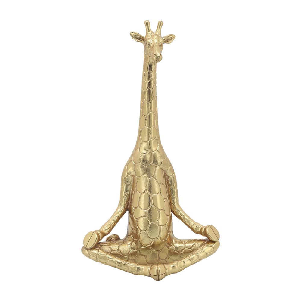 Polyresin,s/3,12"h, Yoga Giraffe, Gold. Picture 5