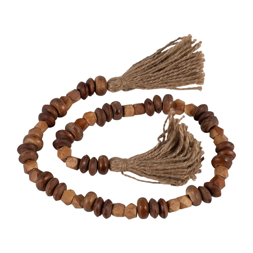 Wood, 33" 2-tone Bead Garland, Natural. Picture 2