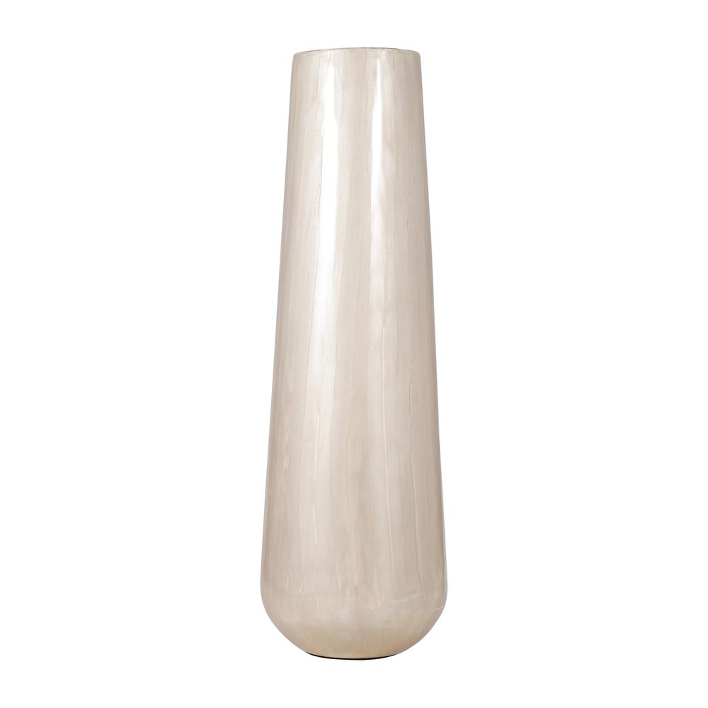 Metal 24"h Alabastron Vase, Pearl White. Picture 1