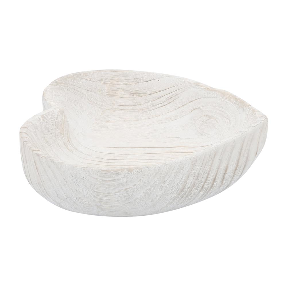 Wood, S/2 9/10" Heart Bowls, White. Picture 5