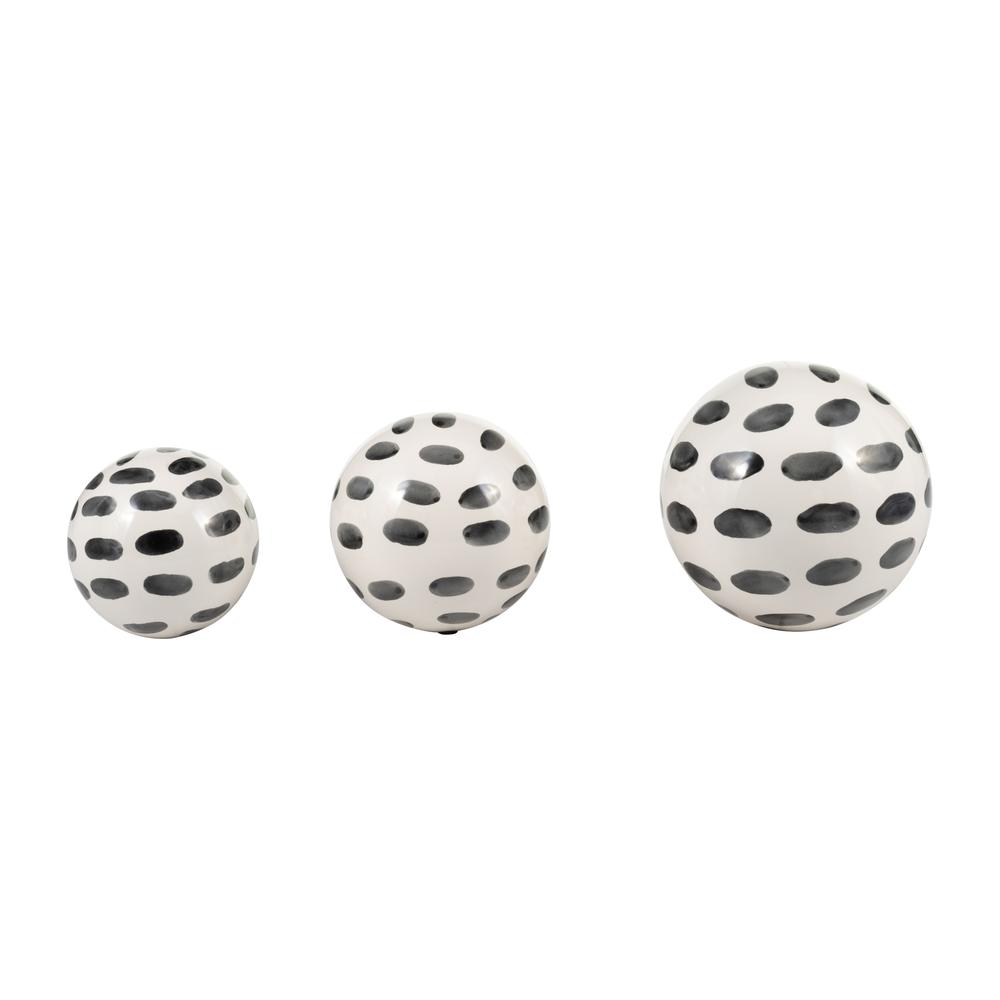 Cer, S/3 4/5/6" Spotted Orbs, Blk/wht. Picture 6