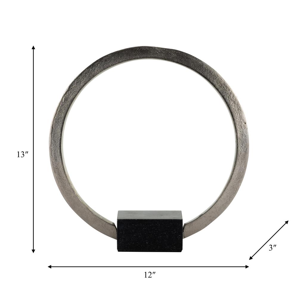 Metal,12",standing Ring W/base ,nickel/black. Picture 9