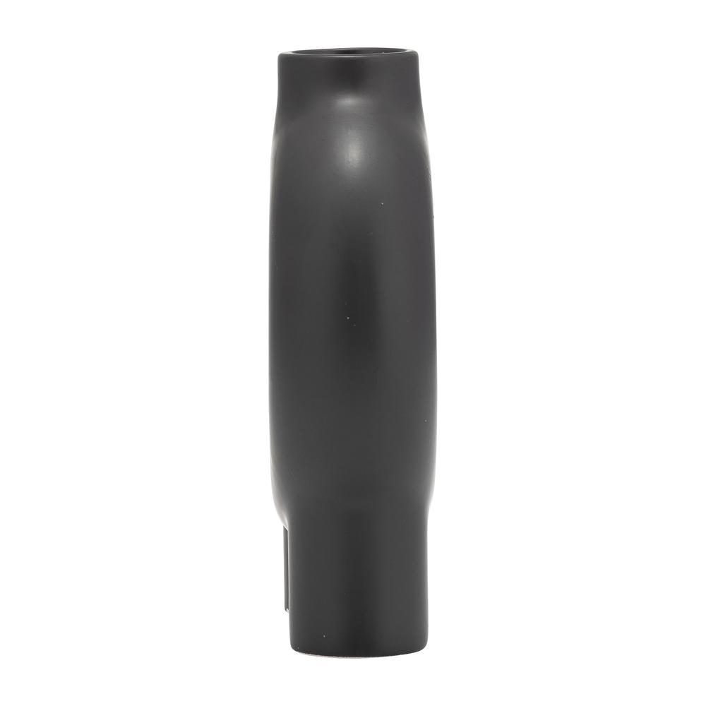 Cer,7",donut Footed Vase,black. Picture 3