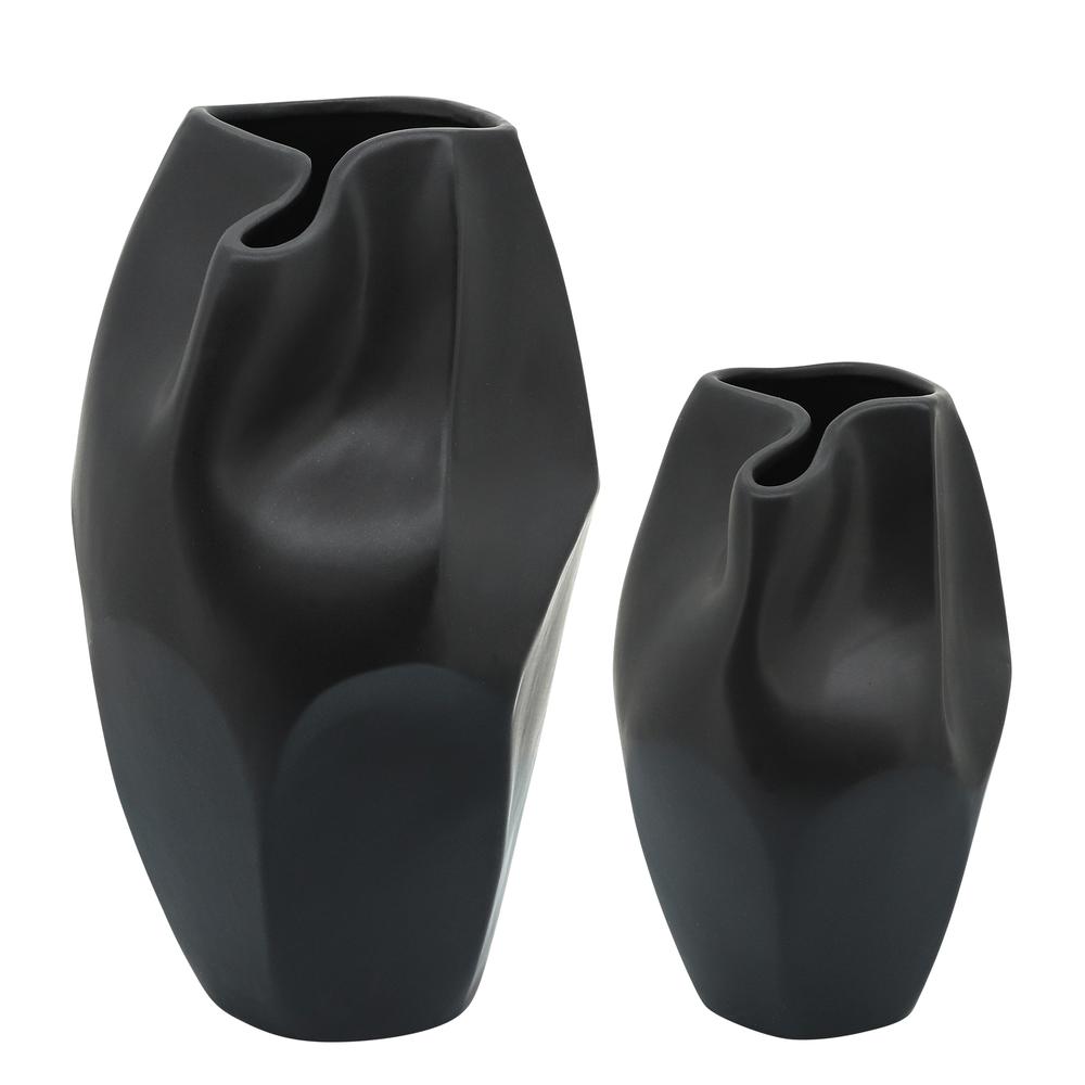 Cer, 14"h Abstract Vase, Black. Picture 3