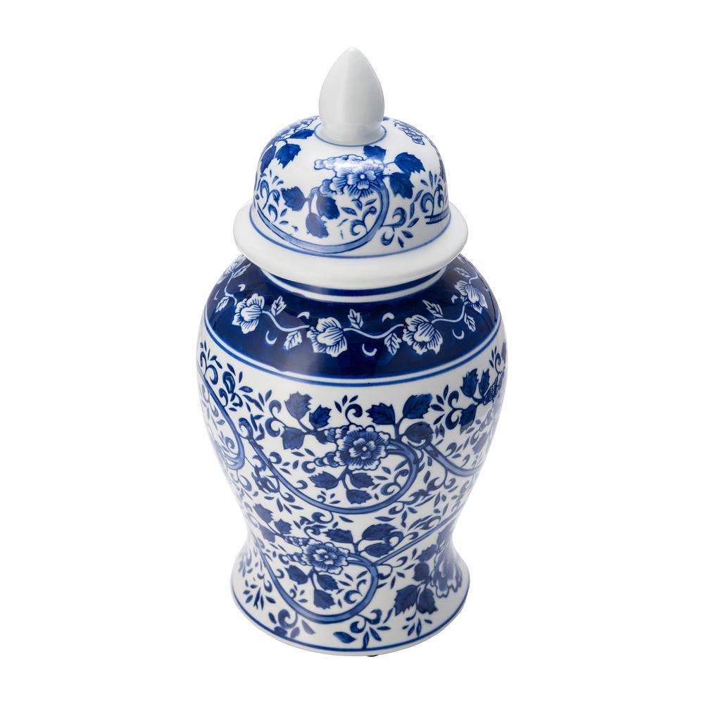 Ec Cer,14" Blue/white Temple Jar. Picture 2