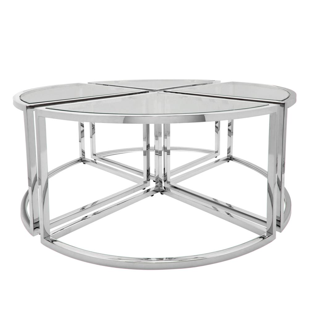 Metal Pull Out Coffee Table, Silver. Picture 4
