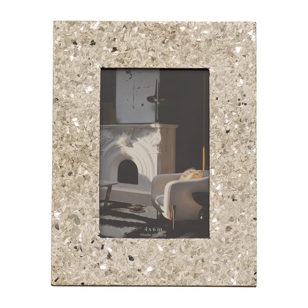 4x6 Crackle Photo Frame, Champagne. Picture 1