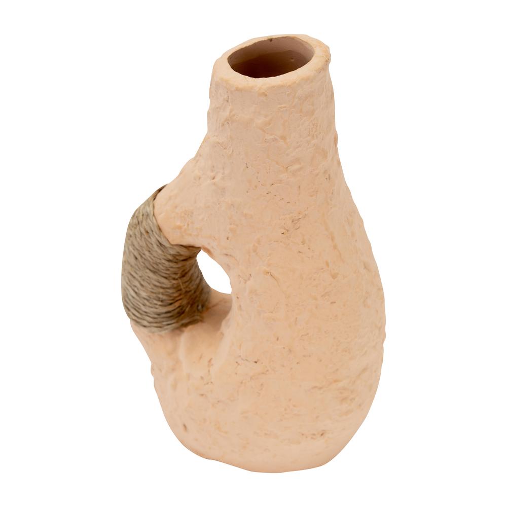 Terracotta 11"h, Single Handle W/twine Vase. Picture 6
