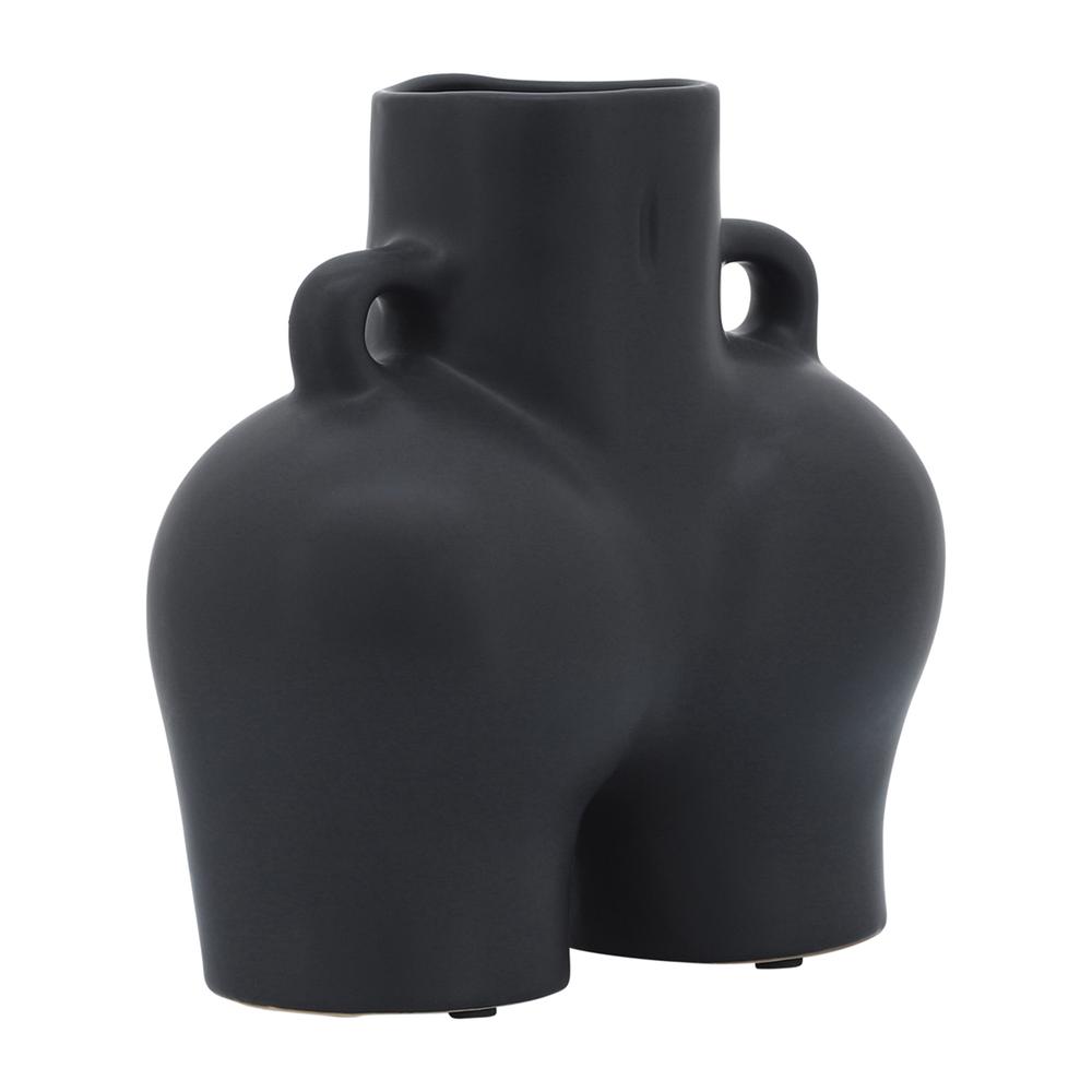 Cer, 7" Half Body Vase, Black. Picture 5