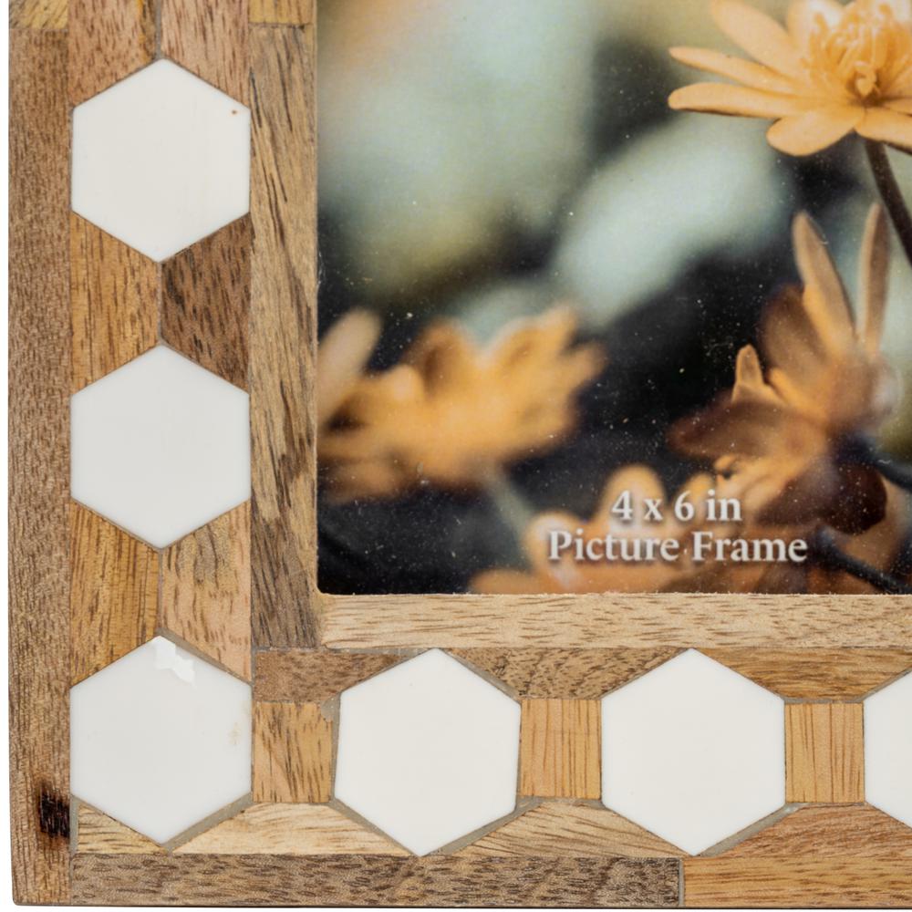 Wood/resin,4x6 Hexagon Frame, White. Picture 4