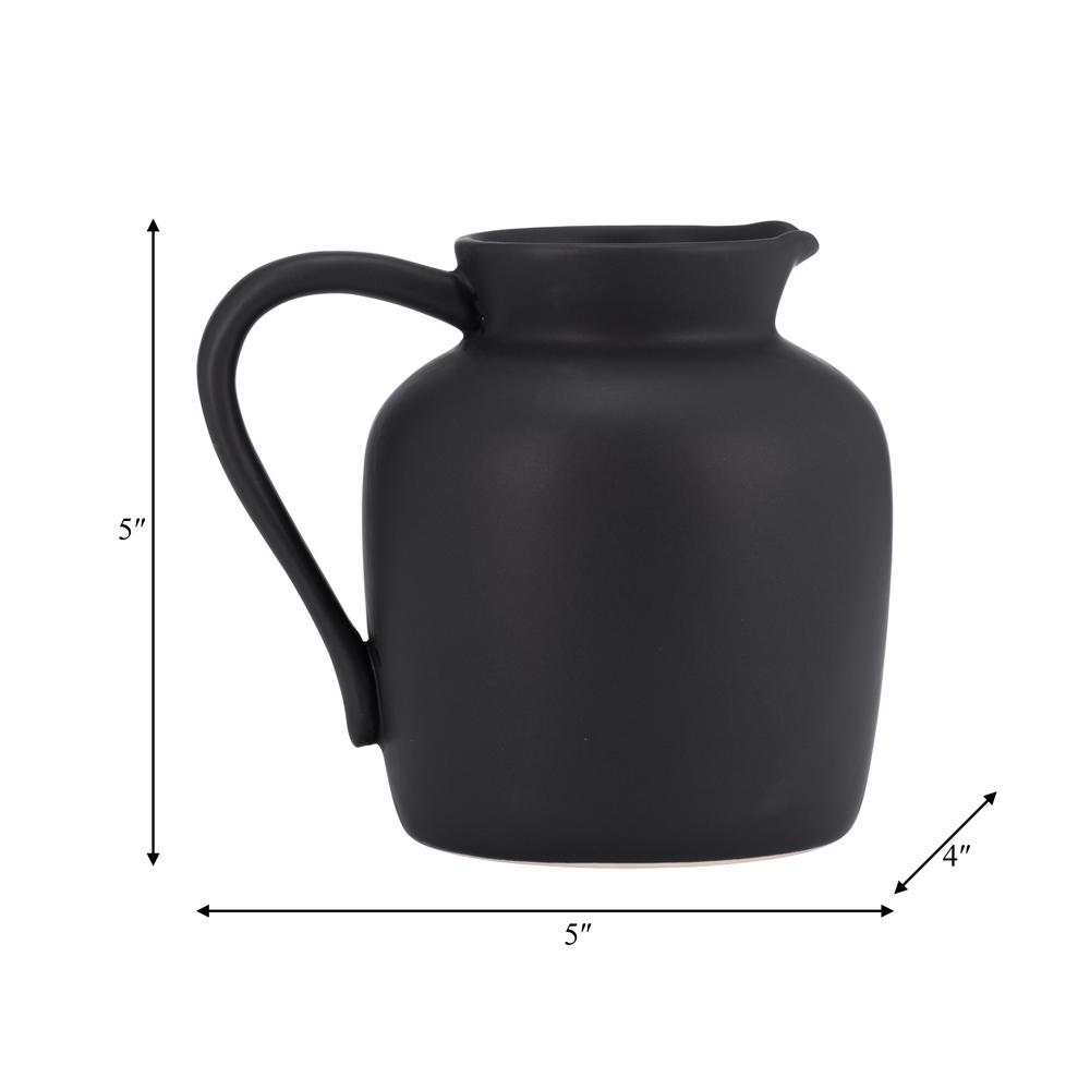 Cer, 5" Pitcher Vase, Black. Picture 9