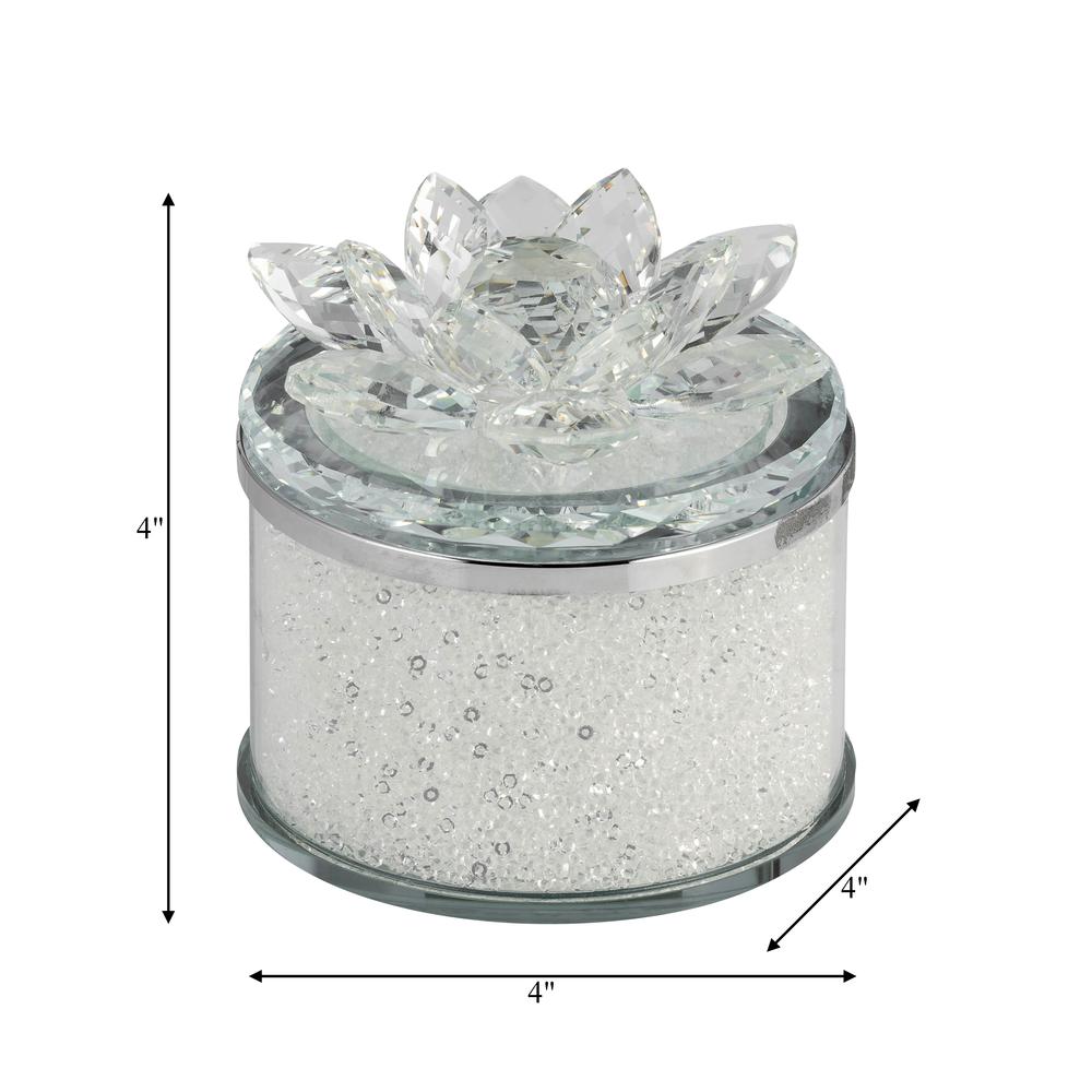 Crystal 4" Round Lotus Box, Clear. Picture 7