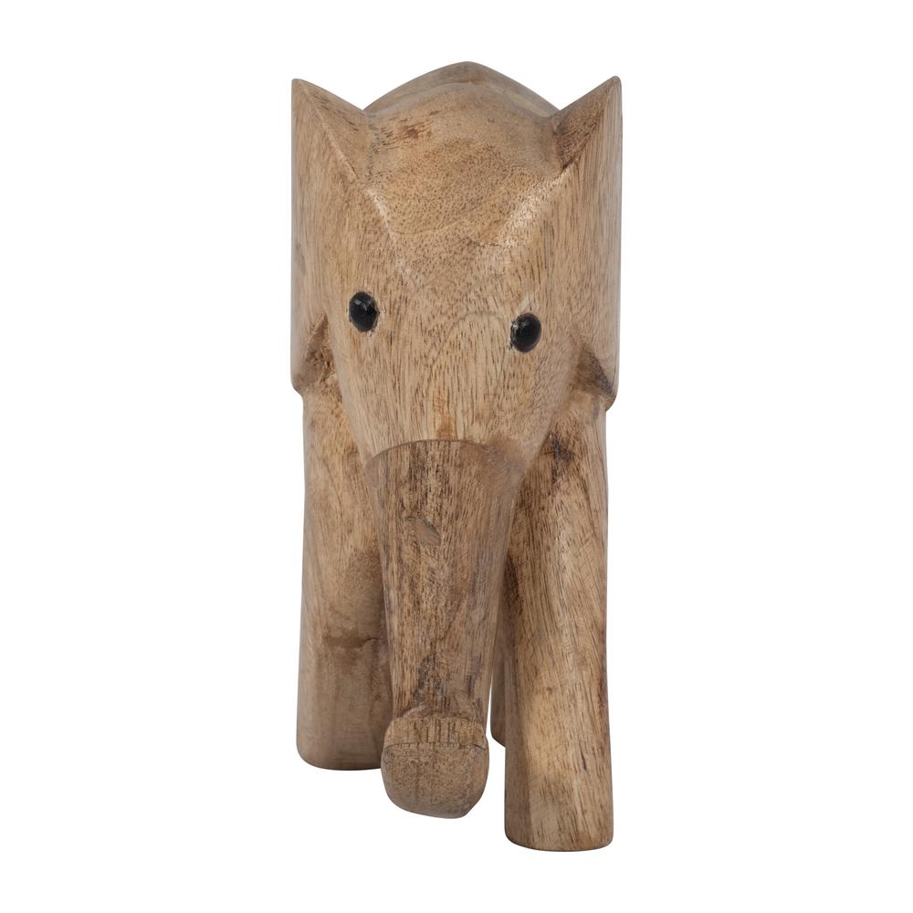 Wood, 7"h Elephant Deco, Brown. Picture 3