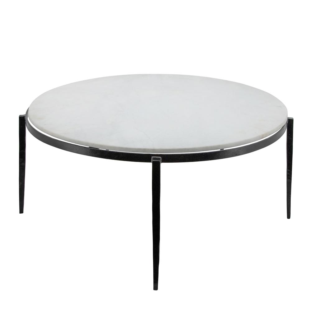 Metal, 34x17" Coffee Table W/ Marble Top, Black Kd. Picture 2