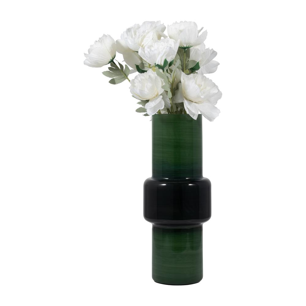 Glass, 15" Modern Cylinder Vase, Green. Picture 3