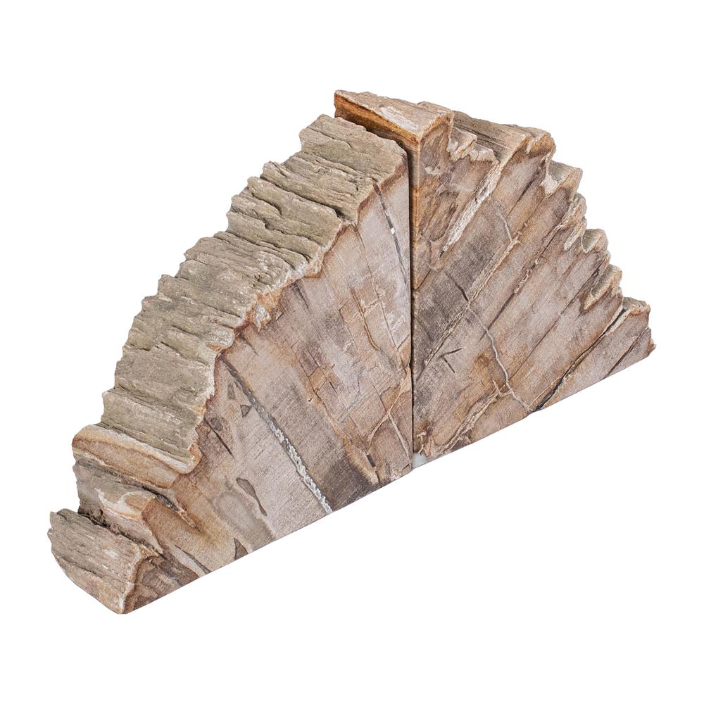 6" Petrified Wood Bookends, Natural. Picture 1