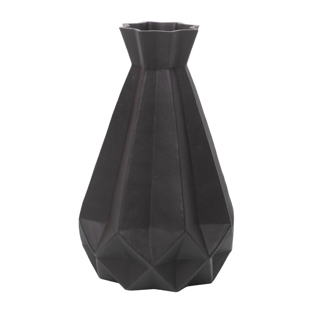 Glass, 9"h Classic Vase, Black. Picture 1