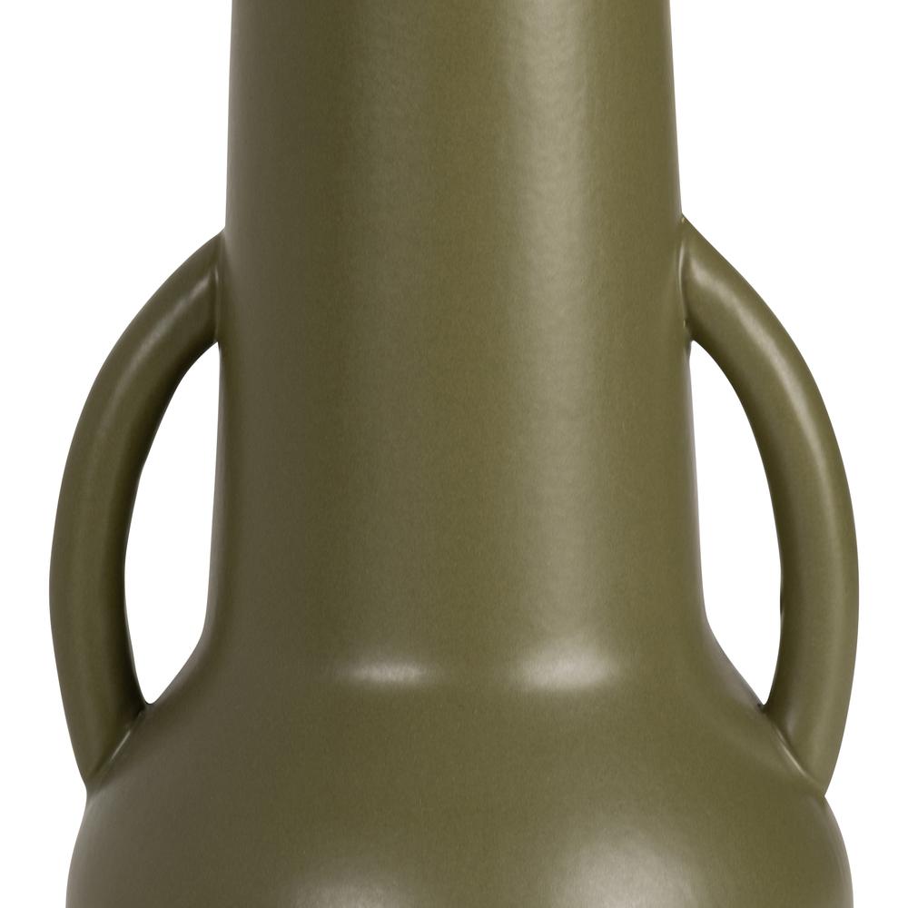 Cer,8",vase W/handles,olive. Picture 5