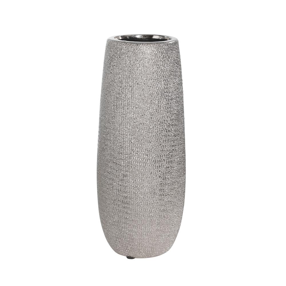 Ceramic 10" Vase, Silver. Picture 1