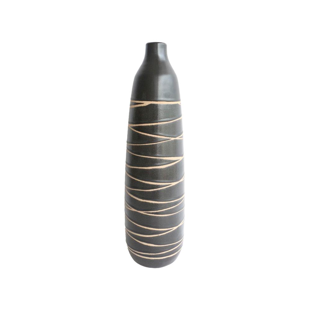 Cer, 18"h Tribal Vase, Black. Picture 1