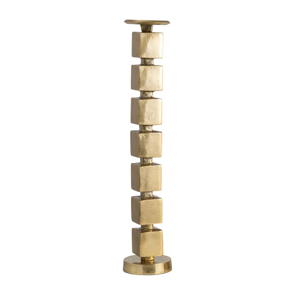 Metal, 24" Stacked Cubes Candleholder, Gold. Picture 2