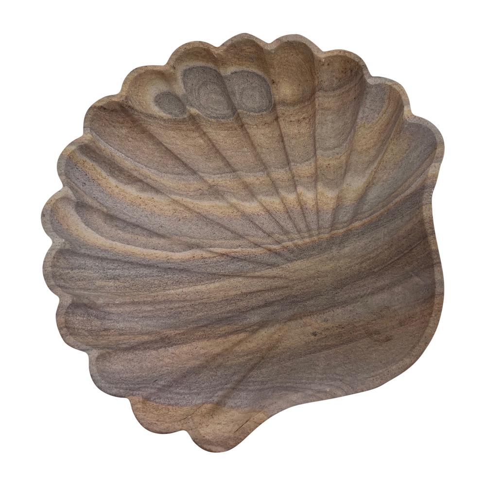 Stone, 12" Shell Decorative Plate, Natural. Picture 3