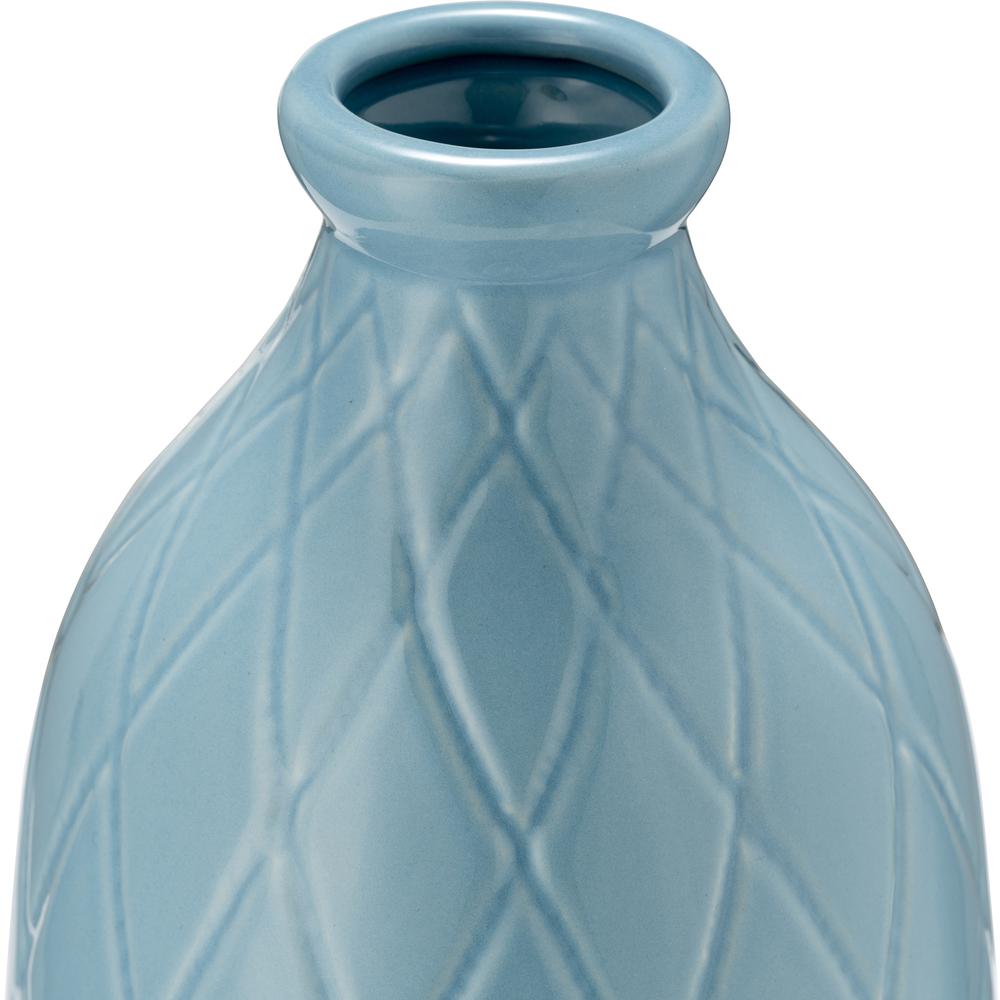 Cer, 16" Plaid Textured Vase, Cameo Blue. Picture 4