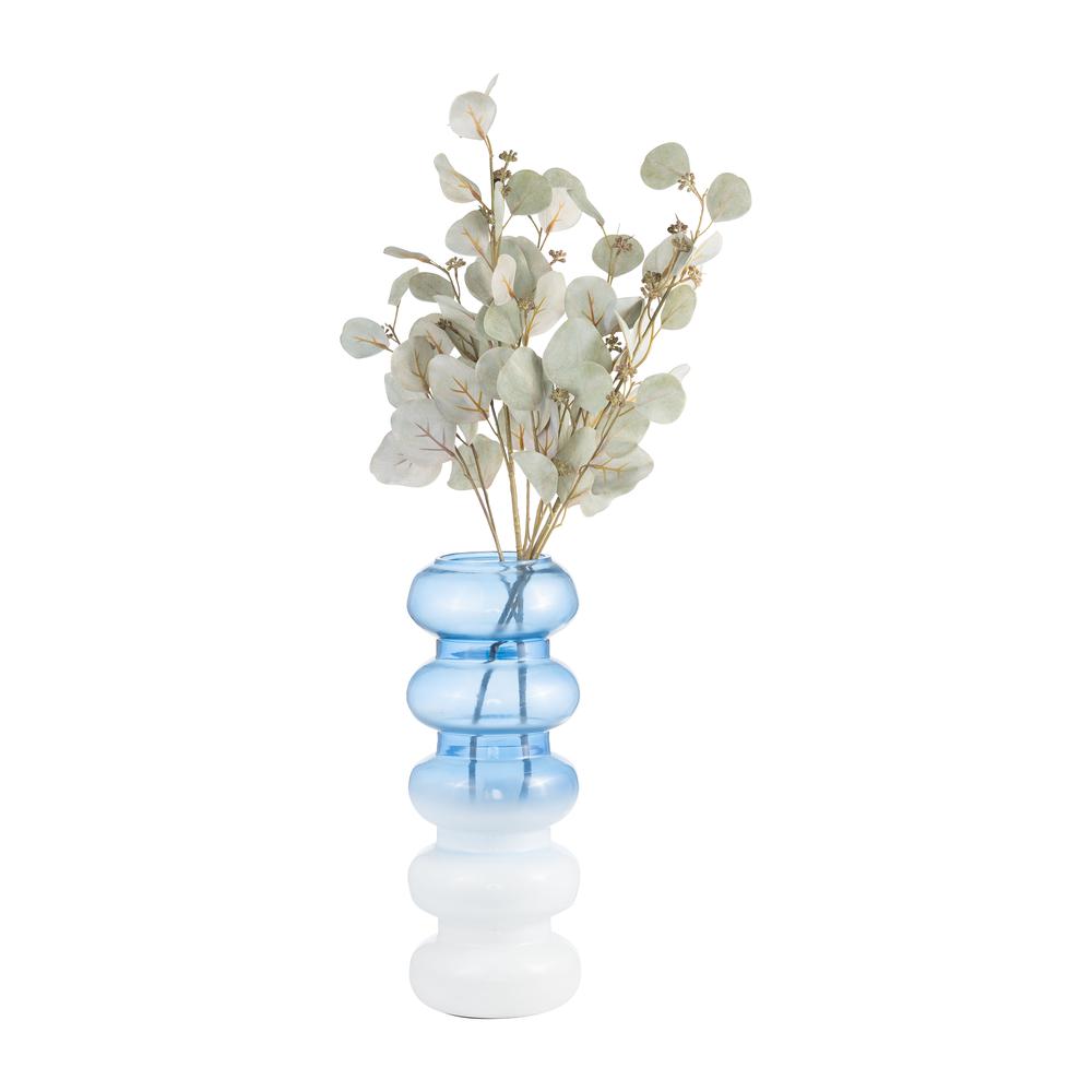 Glass, 17"h Accordion Vase, Blue. Picture 3