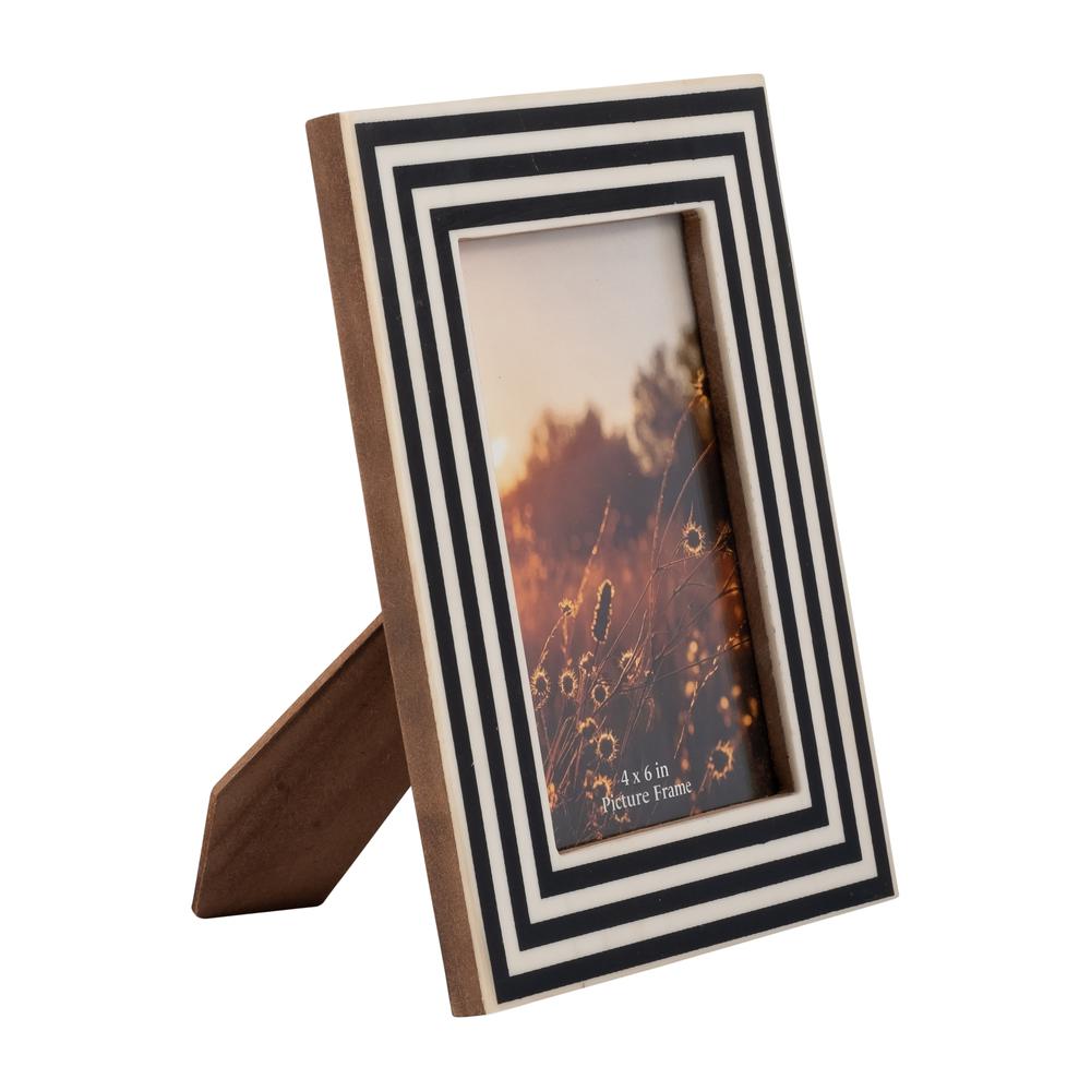 Resin,4x6 Dimensional Lines Photo Frame,blk/white. Picture 2