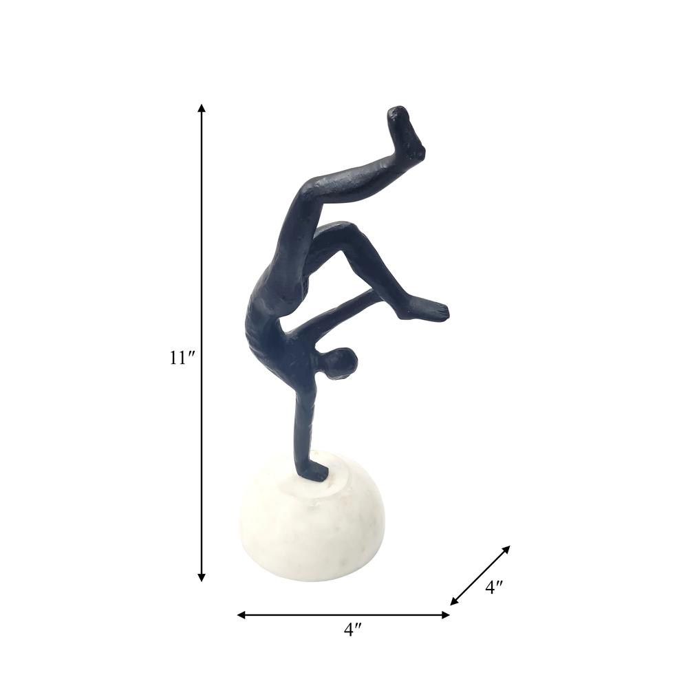 11"h, Metal, Man On Marble Ball, Black. Picture 2