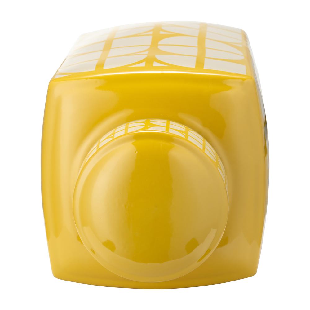 Cer, 18"h Square Jar W/ Lid, Yellow/cotton. Picture 4