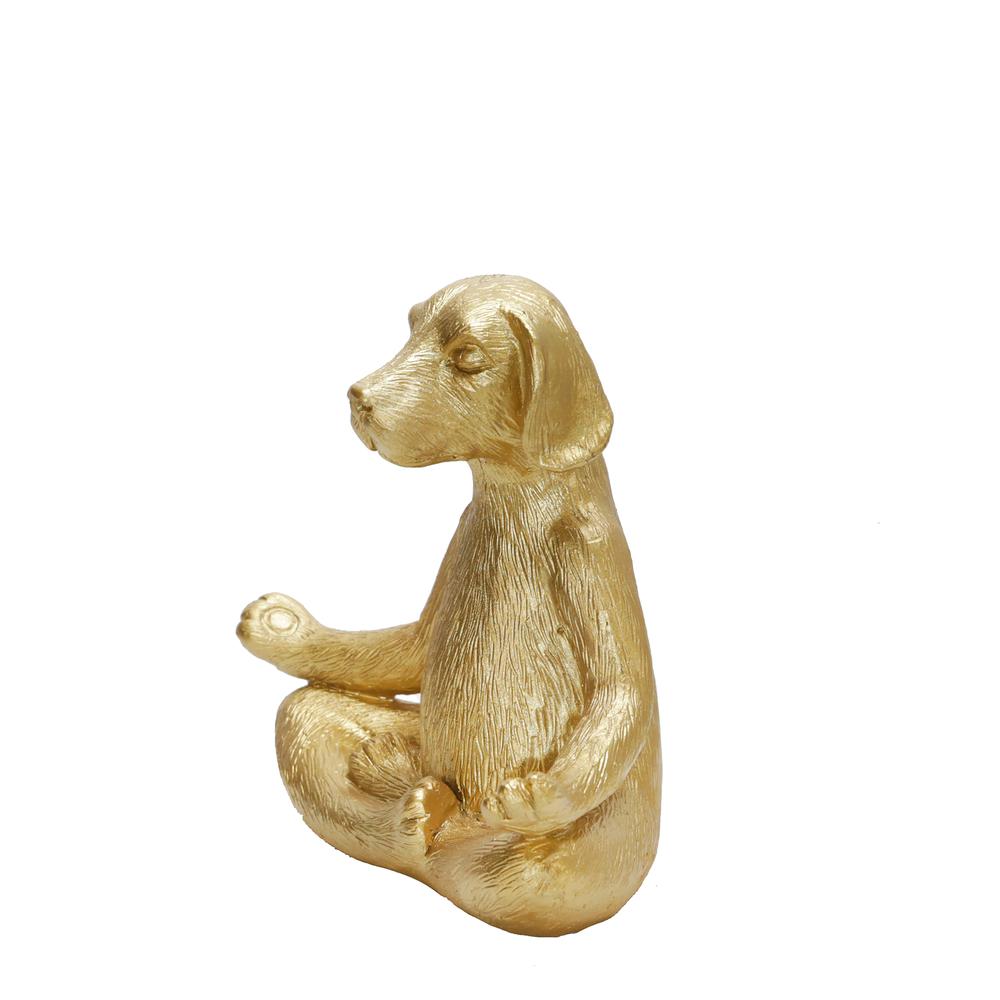 Polyresin 7" Yoga Dog, Gold. Picture 2