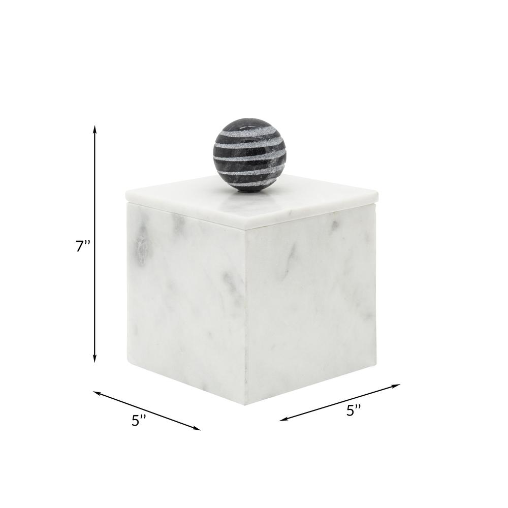 Marble, 5x7 Box W/ Orb, White. Picture 4