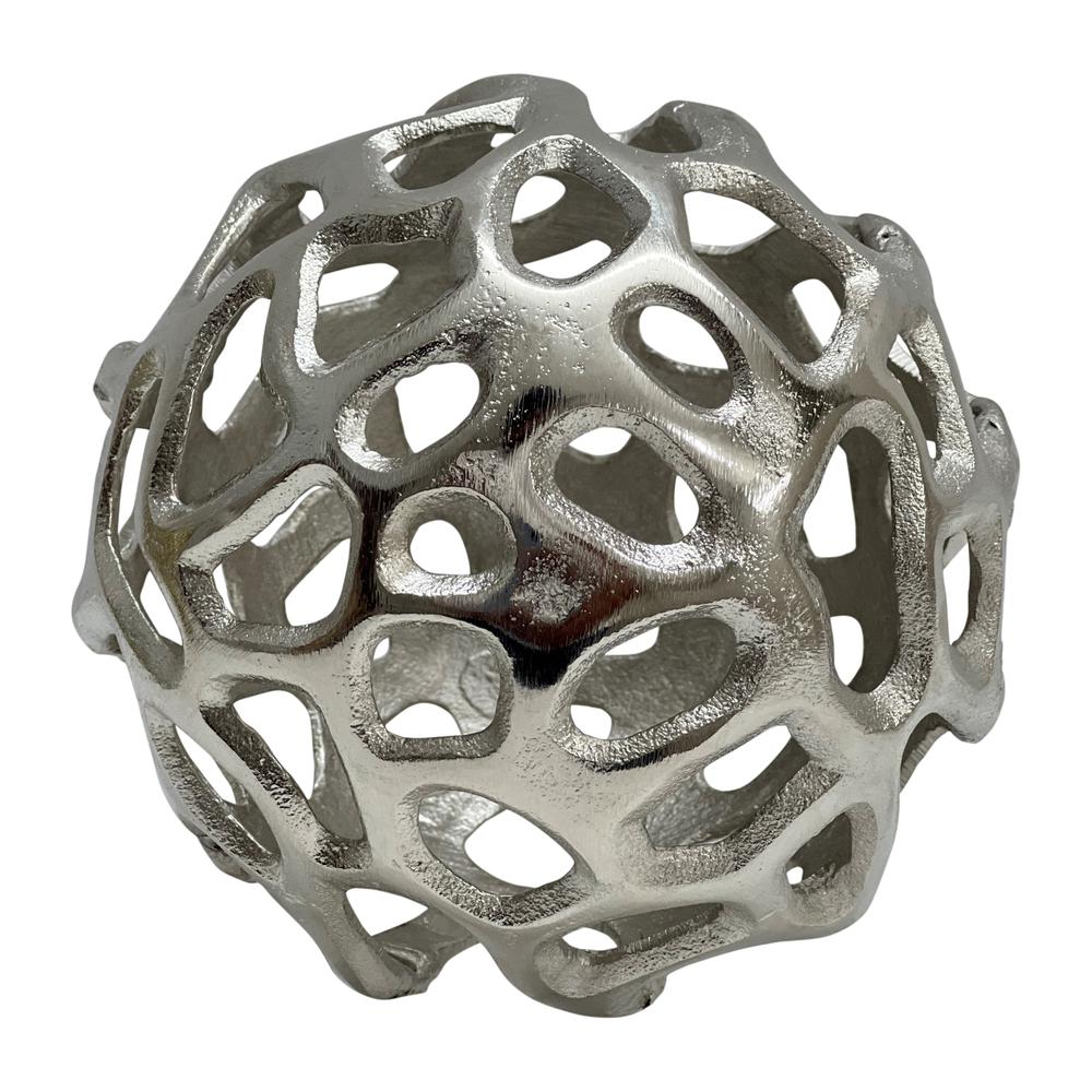 Metal, 6" Cut-out Orb, Silver. Picture 1