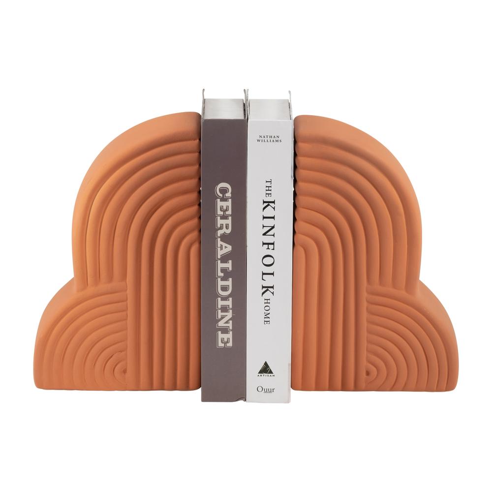 Cer, S/2 13x10" Arches Bookends, Terracotta. Picture 3