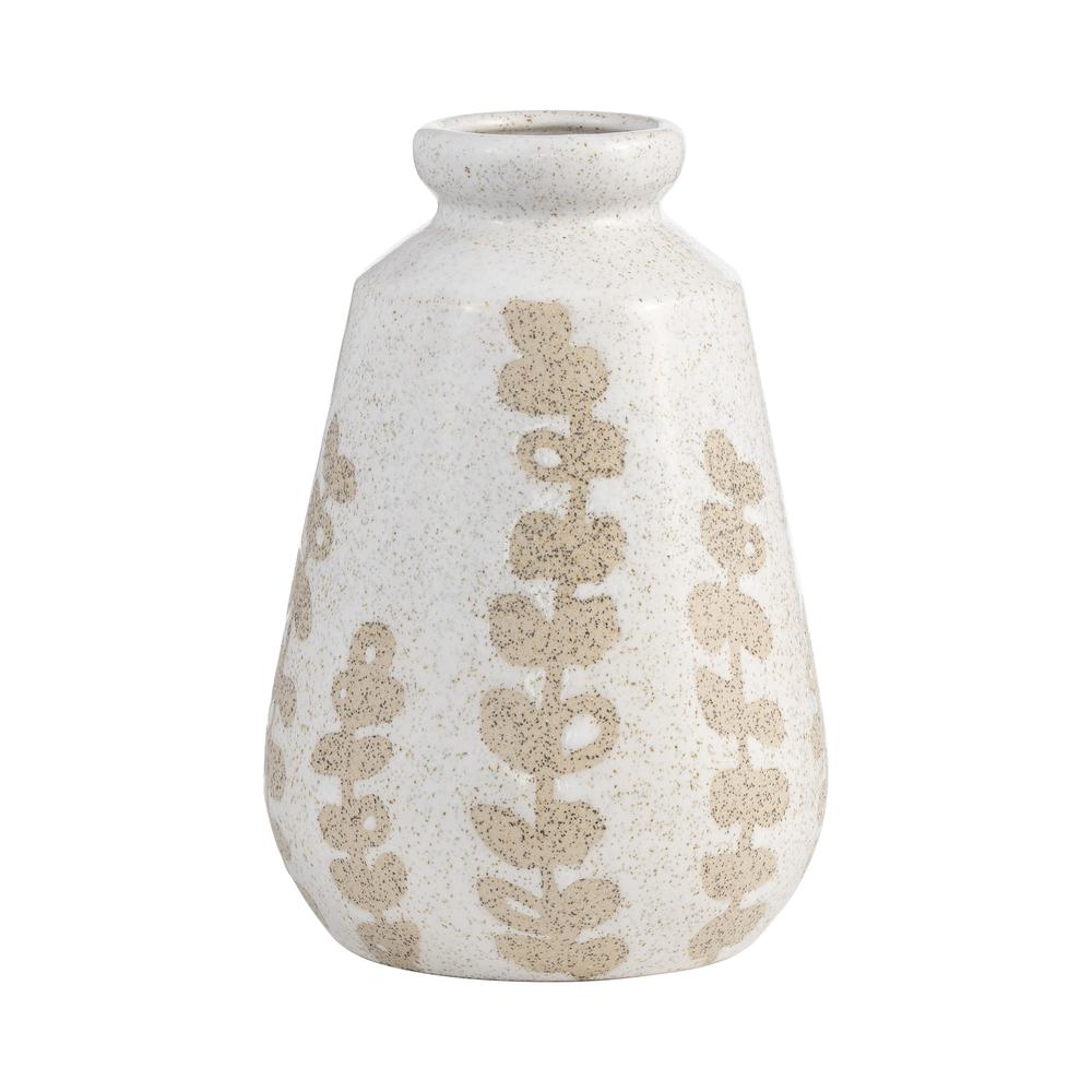 Cer, 8"h Botanical Vase, Ivory. Picture 2
