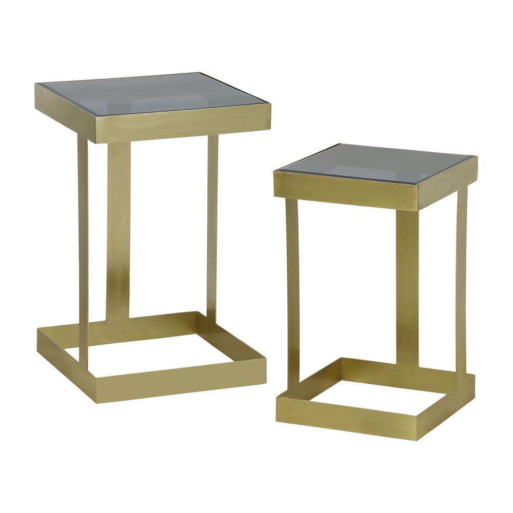 Metal, S/2 20/22" Square Contemporary Side Tables,. Picture 1
