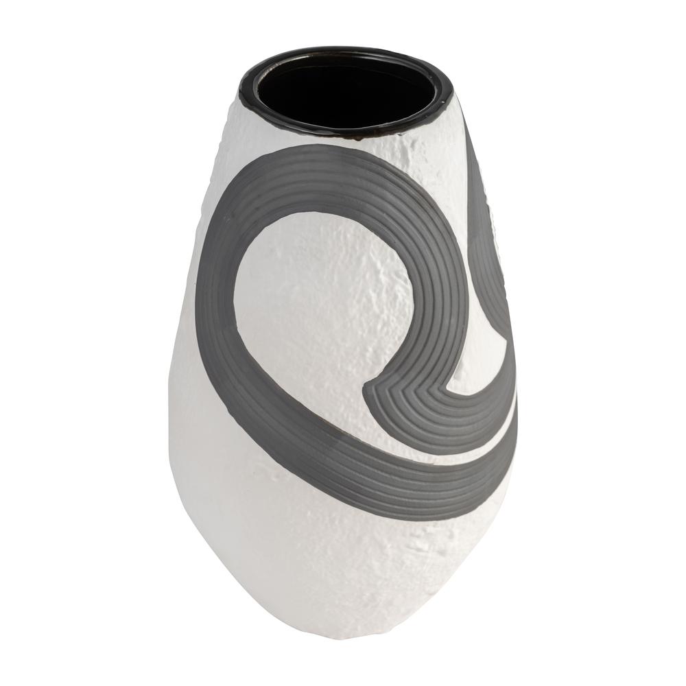 Stoneware, 11" Noir Vase, Black/white. Picture 6