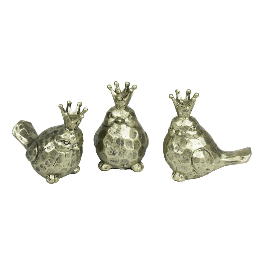 S/3 Gold Birds W/ Crowns. Picture 1
