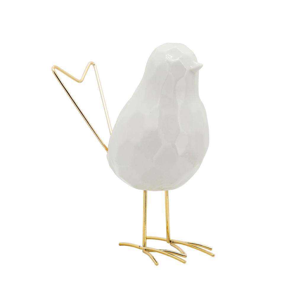 8"h Bird Statuette, White. Picture 1