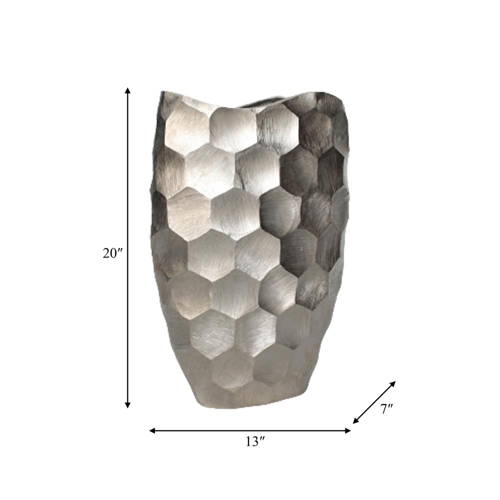 Metal, 20" Honeycomb Vase, Siver. Picture 2
