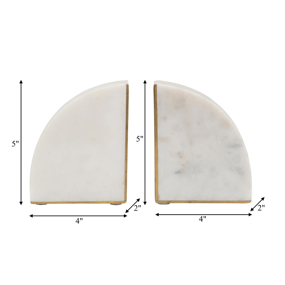 Marble, S/2 5" Pie Bookends, White. Picture 8