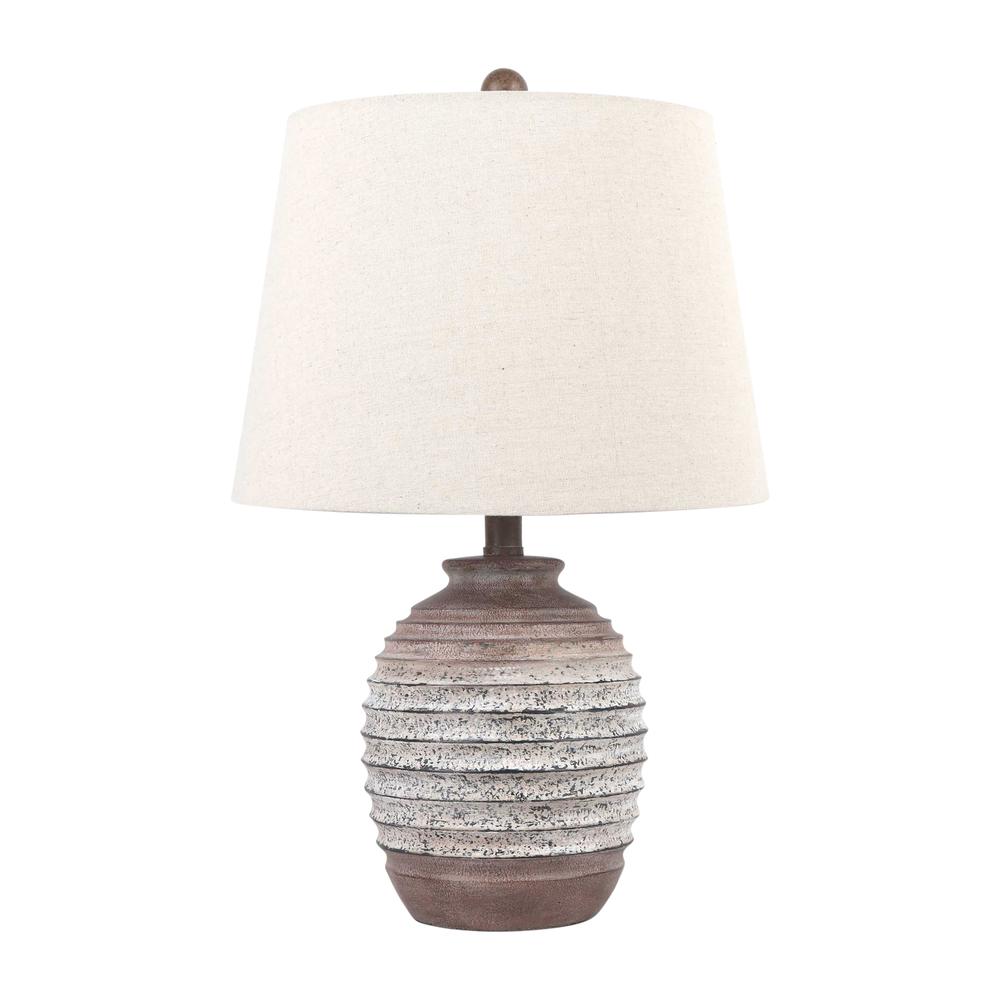 Resin 22" Ribbed Table Lamp, Natural. Picture 1